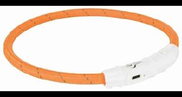 TRIXIE LICHTGEVENDE HALSBAND HOND FLASH USB TPU / NYLON ORANJE