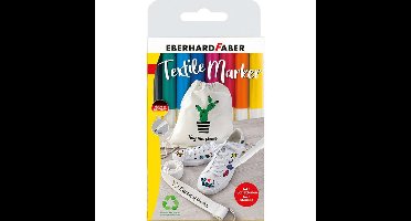 Eberhard Faber Textielmarker 8 Stuks in Etui + 4 Stencils met Sjablonen