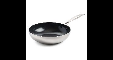GreenPan Geneva Wokpan 28 cm RVS/Zwart