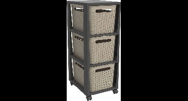 Rotho Tower Brisen Design ladekast 3x16L met Wielen Cappuccino