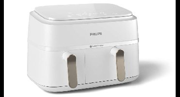 Philips 3000 series NA353/10 friteuse Dubbel 9 l Vrijstaand 2750 W Heteluchtfriteuse Zilver, Wit