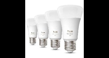 Set van 4 A60 LED-lampen met internetverbinding - PHILIPS HUE - Wit en gekleurd licht - E27 fitting - 6W - 1000-2000K - 810 lumen