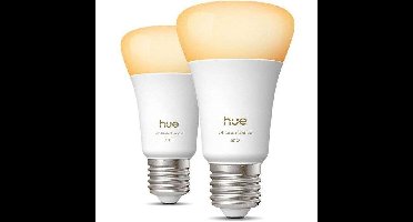 Set van 2 A60 LED-lampen met internetverbinding - PHILIPS HUE - Wit licht - E27 fitting - 6W - 1000-2000K - 810 lumen