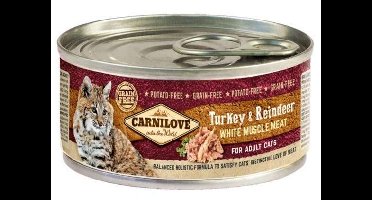 CARNILOVE Cat Kalkoen & Rendier Wit Spierenvlees - natvoer voor katten - 100 g