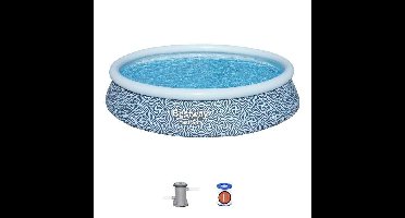 BESTWAY Opblaasbare Zwembadset - Snelle Installatie - 396 x 84 cm - Rond (Cartridgefilter, 1 Cartridge)