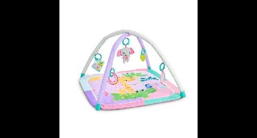 BRIGHT STARTS Opvouwbare baby-activiteitenmat - Jungle Pink - Boog met sensorisch en muzikaal speelgoed, spiegel
