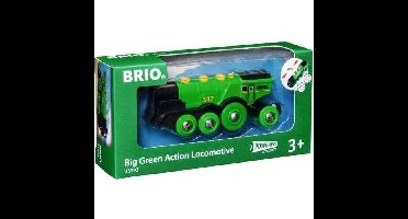 BRIO World - 33593 - Krachtige groene locomotief met batterijen - houten speelgoed