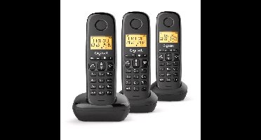 Vaste telefoon - GIGASET - Basic 100 Trio - Handsfree-modus - Scherm met achtergrondverlichting - Telefoonboek voor 50 contacten - Vergrendelfunctie - Zwart