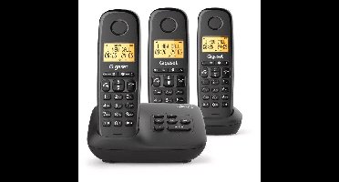 Vaste telefoon - GIGASET - Basic 100A TRIO - Antwoordapparaat - Handsfree - Scherm met achtergrondverlichting - Telefoonboek voor 50 contacten - Oproepblokkering - Zwart