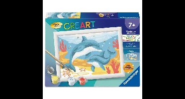 Ravensburger - CreArt Kids 13x18cm - Schilderen op nummer - Dolfijnen en koraal - Schilderen op nummer set - Leeftijd 7+ - 12023220