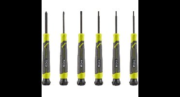 Set van 6 precisieschroevendraaiers - RYOBI - SL1, SL2, SL3, PH1, PH0, SL2