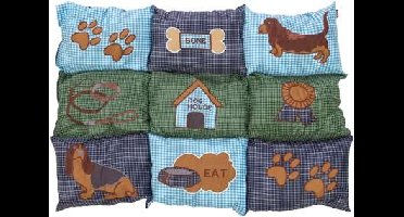 TRIXIE HONDENKUSSEN PATCHWORK BLAUW / GROEN