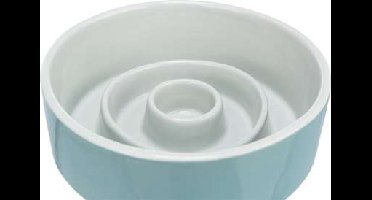 TRIXIE VOERBAK SLOWFEEDING KERAMIEK GRIJS / BLAUW
