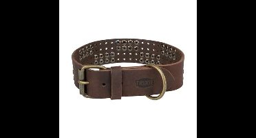 TRIXIE HALSBAND HOND RIVET RUSTIC VETLEER DONKERBRUIN