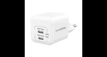 Mobilize Wall Charger 2x USB-C GaN 45W with PD/PPS White