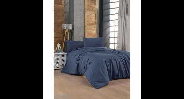 Beddengoedset - 1 dekbedovertrek 220 x 240 cm + 2 kussenslopen 60 x 60 cm - 100% versterkt katoen - Blauw