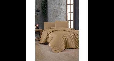 Beddengoedset - 1 dekbedovertrek 220 x 240 cm + 2 kussenslopen 60 x 60 cm - 100% versterkt katoen - Bruin