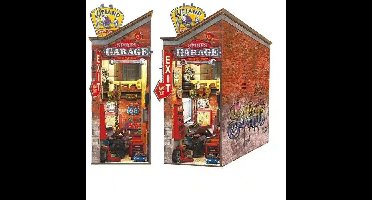 Boekenhoekje - Doe-het-zelf bouwpakket voor een 3D-model boekensteun - Vintage Nookland Garage - 10 x 19 x 29 cm