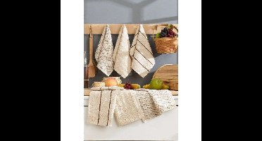 Set van 6 badhanddoeken - 30 x 50 cm - Beige