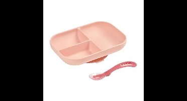 BEABA Siliconenlunch set 2-delig gecompartimenteerd - roze