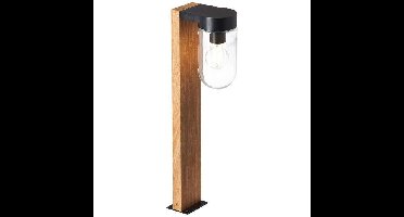 BRILLIANT - CABAR Tuinpaal - donkere houtkleur/zwart - metaal/glas E27 1x40W