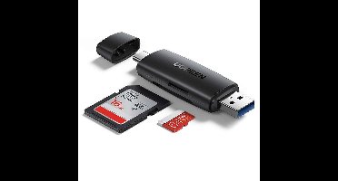 Ugreen SD/micro SD-kaartlezeradapter (USB-A/USB-C) zwart (CM304)