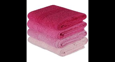 Set van 4 handdoeken - 50 x 90 cm - Roze