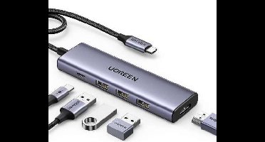 Ugreen 15596 laptop dock & poortreplicator Bedraad USB 3.2 Gen 1 (3.1 Gen 1) Type-A + Type-C Aluminium