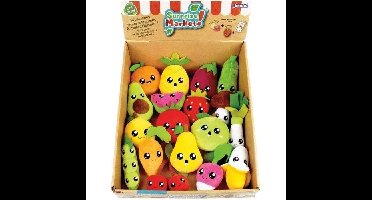 Set van 18 verrassingszakjes - JEMINI - Surprise Market - Fruit- of groenteknuffel +/- 10 cm, stickers en memokaartjes