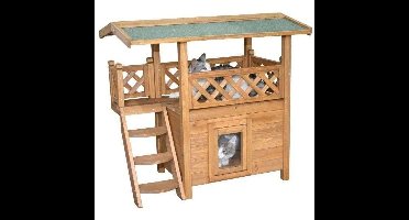 Kattenhuis - KERBL - Lodge - Hout - Bruin/Groen - 77 x 50 x 73 cm