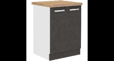 Onderkast met 2 draaideuren - Mat grijs - L 60 x D 51,6 x H 85 cm - LASSEN