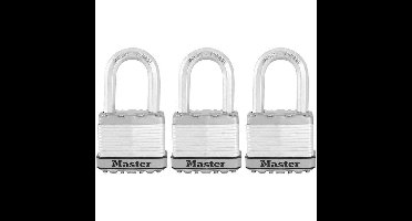 Hoogbeveiligd hangslot - MASTER LOCK - M115EURTRILF - Met sleutel - Gecoat gelamineerd staal - Buitenkant - Antiroest - Beugel M - Verpakking van 3