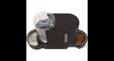 M.PETS DUPLO brokjes- en waterdispenser 1,3kg/3L - 40x16,2x29,1 cm - Zwart
