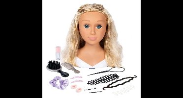 Smoby - Blond stylinghoofd - Gemakkelijk te stylen - 19 realistische accessoires - Warmtegevoelige lippen - Opbergluik