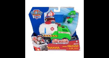 Rocky-figuur - Voertuigen + prullenbak en grijper - Vanaf 3 jaar - Brandweer - Paw Patrol