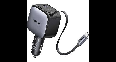 Autolader - UGREEN - 90W - USB-A en USB-C - Uitschuifbaar - Zwart