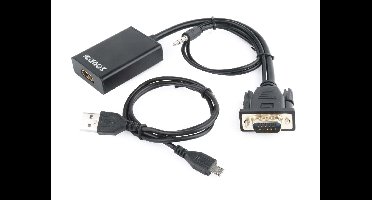 Gembird A-VGA-HDMI-01 video kabel adapter 0,15 m HDMI Type A (Standaard) VGA (D-Sub) Zwart