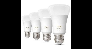 Set van 4 A60 LED-lampen met internetverbinding - PHILIPS HUE - Warm wit licht - E27 fitting - 6W - 1000-2000K - 810 lumen