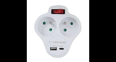 Esperanza ELK311W Elektrische splitter 2 GN. USB-C USB-A AAN. Wit