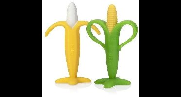 Verpakking van 2 bijtringen - NUBY - Banaan en Maïs - Siliconen - Vanaf 3 maanden