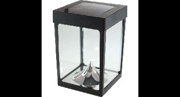 Mini solar tafel theelichthouder - Glazen wanden - Zwart