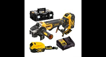 DEWALT SZLIFIERKA KĄTOWA 125mm 18V DCG406P2LRT 2x5,0Ah BL WŁ. ŁOPATKOWY 2x5,0Ah LANYARD READY TSTAK (levertijd 8 werkdagen)