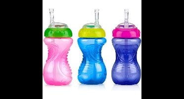 NUBY 3-pack lekvrije bekers met flexibele rietjes - Meisjes