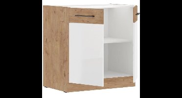 ROCK - Onderkast - Melamine in Lancelot eiken en Wit decor - 80 cm - 2 draaideuren