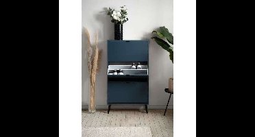 Schoenenkast - VIGO 49A - Middernachtblauw - Massief houten poten - 70 x 24 x 125 cm
