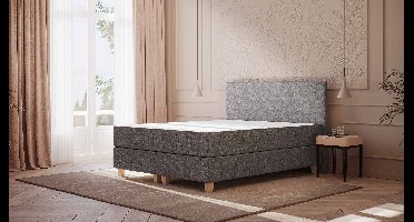 Emma BSB Original - 160x200 - Donkergrijs - Effen hoofdeinde - Houten poten - Met matrashoes - ECRHE-matras