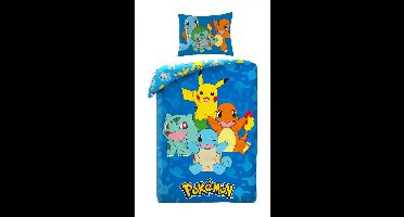 Pokémon Dekbedovertrek starters blauw 140 x 200 cm