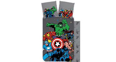 Marvel Avengers Dekbedovertrek Team grijs - 140 x 200 cm - 70 x 90 cm