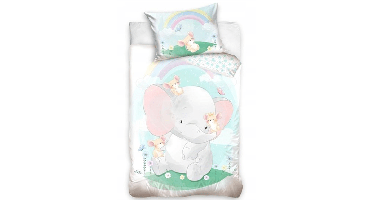 Olifant dekbedovertrek lichtblauw 140 x 200 cm Katoen