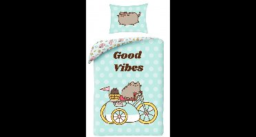 Pusheen dekbedovertrek Good Vibes 140 x 200 cm Katoen